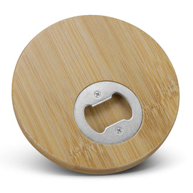 Bamboo Bottle Opener Coaster Round - Multi-Purpose Coaster - Buy 25, 50 or 100
