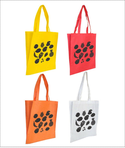 Bulk Lot - 100 Non Woven V Gusset Bags Long Double Handle with fruit logo print