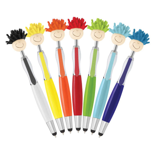 Mop Topper Pen – Fun Ballpoint Pen with Stylus & Screen Cleaner - Buy 50 or 100