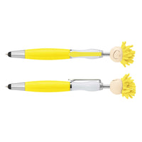 Load image into Gallery viewer, Mop Topper Pen – Fun Ballpoint Pen with Stylus &amp; Screen Cleaner - Buy 50 or 100