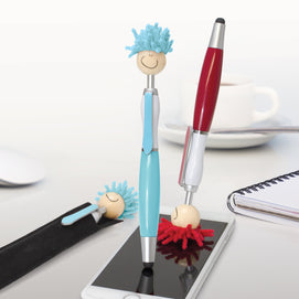 Mop Topper Pen – Fun Ballpoint Pen with Stylus & Screen Cleaner - Buy 50 or 100
