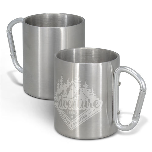 Carabiner Coffee Mug – 300ml Stainless Steel Mug with Clip Handle - Buy in Bulk