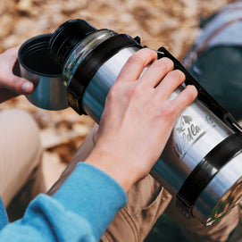 Mitre Vacuum Flask – 1L Stainless Steel Flask with Cup Lid - 5/10/20 units