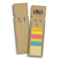 Load image into Gallery viewer, Bamboo Ruler Bookmark – Square with Sticky Notes &amp; Flags - Buy 50 or 100