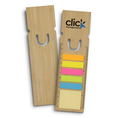 Bamboo Ruler Bookmark – Square with Sticky Notes & Flags - Buy 50 or 100