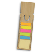 Load image into Gallery viewer, Bamboo Ruler Bookmark – Square with Sticky Notes &amp; Flags - Buy 50 or 100