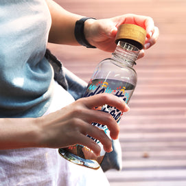RPET Bottle - 650ml Eco Bottle with Natural Bamboo Lid