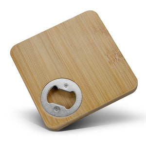 Bamboo Bottle Opener Coaster Square - Multi-functional Coaster - Buy 25, 50, 100